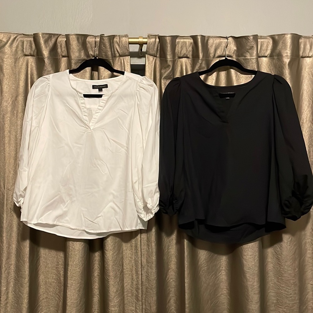 Banana Republic LOT of 2 SZ S Puff 3/4 Sleeve Poplin Tops